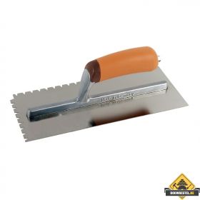 Lijmspaan Super Prof 280x120 mm RVS. driehoeksvertanding 9x5x7 mm met SUPERSOFT-handgreep