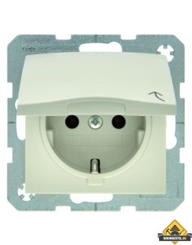 Hager Berker Wandcontactdoos randaarde Inbouw 1V Klapdeksel S1 / B? Wit Glans (UITVERKOOP, OP = OP)