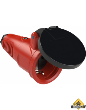 Sirox volrubber contrastekker met verend klapdeksel rood, IP44