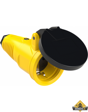 Sirox volrubber contrastekker met verend klapdeksel geel, IP44