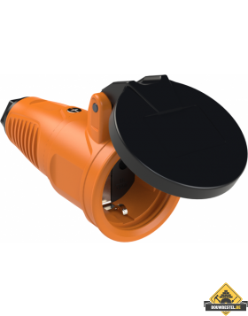 Sirox volrubber contrastekker met verend klapdeksel oranje, IP44