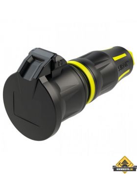 Sirox XL volrubber contrastekker met verend klapdeksel zwart/geel, IP44