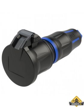Sirox XL volrubber contrastekker met verend klapdeksel zwart/blauw, IP44