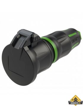 Sirox XL volrubber contrastekker met verend klapdeksel zwart/groen, IP44