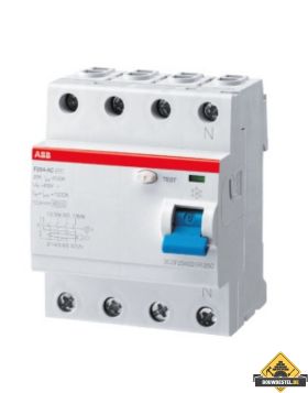 ABB Aardlekschakelaar 4-polig type A, F204A 63 A, 0,03 A, N-links (informeer naar de levertijd)  