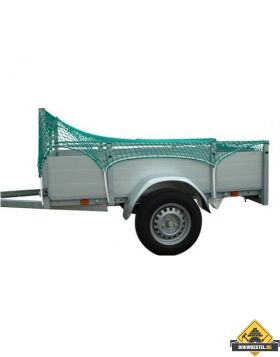 Afdeknet 1.90x1.15 meter. maaswijdte 4x4cm. groen. knooploos + wit elastisch koord