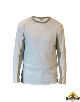 Be-Wear | T-shirt lange mouw | wit-grijs | Maat L | Super Prof