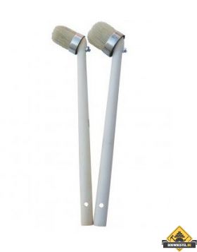 Bokkepoot. wit haar. met houten steel 40 mm