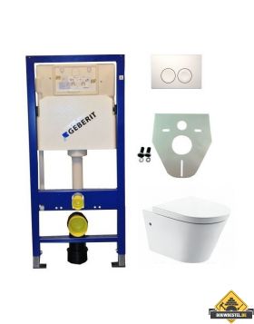 Geberit UP 100 Flow Rim wc + zitting + Delta 21 wit