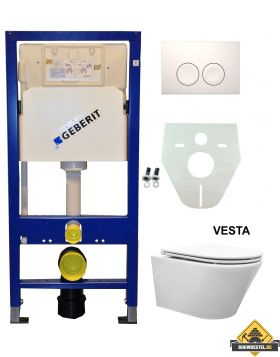 Geberit UP 100 Vesta wc + Flatline zitting + Delta 21 wit