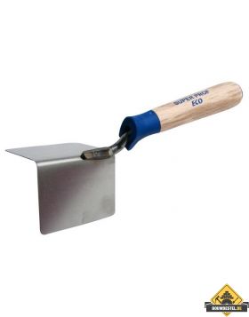 Hoekschop SUPER PROF ECO uitwendig scherp 80x60 mm RVS met HOUTEN greep