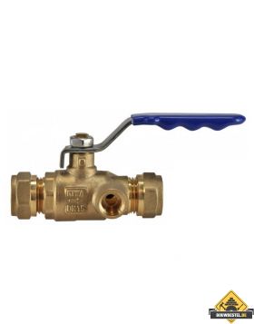 Riko Kiwa kogelstopkraan 2xkn met aftap 22mm