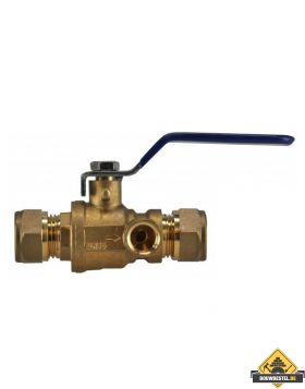 Riko water-kogelstopkraan 2xknel met aftapgedeelte 28mm