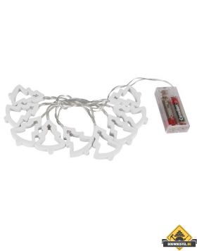 LED-slinger van houten kerstbomen met 10 warmwitte LEDS (UITVERKOOP, OP = OP)