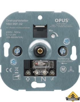 Opus 1 toerentalregelaar 20-600VA helder wit
