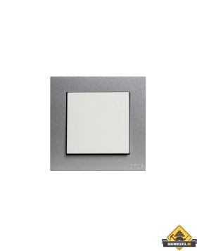 Opus 55 Kubus pulsschakelaarwip, polarwit alu-zilver zijdeglans afdekraam enkelvoudig