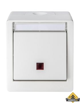 Opus Resist (puls)schakelaar met verlichting Controle schakelaar Uit/wissel, rode lens helder wit