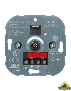 Opus seriedimmer 20-200 VA met schroefklemmen, metalen as 20- 500 VA