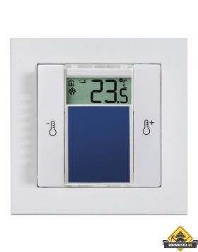 Opus Temperatuursensor met display in Systeem 55 afdekraam 2-weg schakelaar helder wit