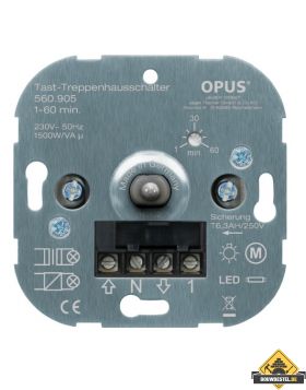 Opus trappenhuisschakelaar 1-60 minuten, schroefklemmen, N-leiding noodzakelijk