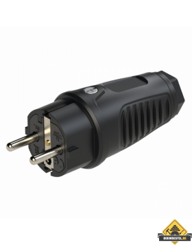 Sirox volrubber stekker Belgie/Franse uitvoering, zwart, IP44