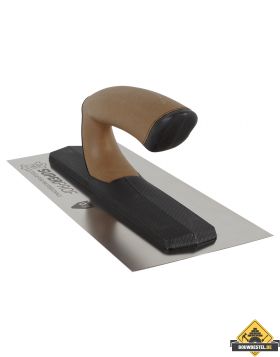 Raapspaan Comfort Super Prof Pure 355x120x0,7mm afgeronde hoeken met lederen handgreep RVS