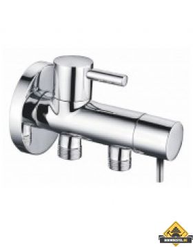 Riko Minimal dubbele hoekstopkraan 1/2 inch x 3/8 inch x 3/8 inch chroom (UITVERKOOP, OP = OP)