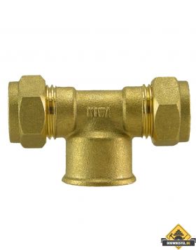 Riko P-717 messing knel teestuk 22x3/8"binnen x22 - per 10 stuks (UITVERKOOP, OP = OP)