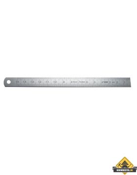 RVS liniaal met linkse schaal - 2500 x 20 x 1 mm