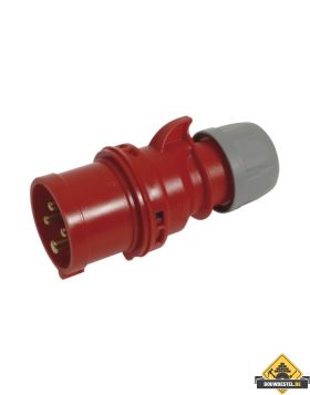 Sirox CEE-stekker IP 44, 4-polig, 400 V, 6 h 16 A, rood
