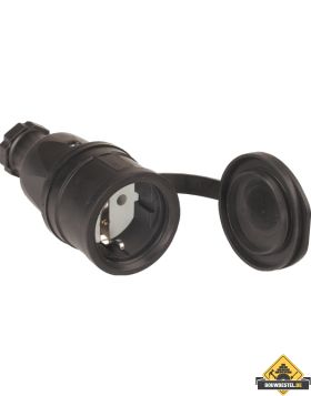 Sirox rubber contrastekker met deksel aan band zwart, IP44