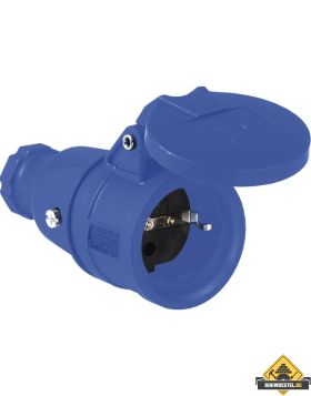 Sirox volrubber contrastekker met verend klapdeksel blauw, IP44