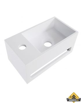 Wiesbaden Solid Surface fontein & handdoekhouder links 356x203x159