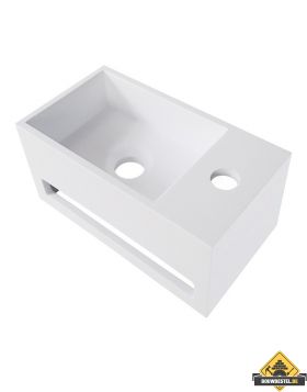 Wiesbaden Solid Surface fontein & handdoekhouder rechts 356x203x159