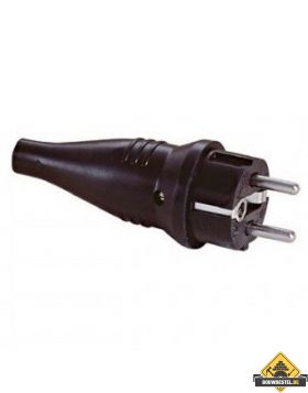Stekker RA volrubber 10/16A zwart 