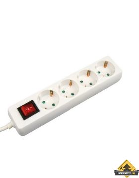Stekkerdoos 4-delig aarde met 3 meter kabel + schakelaar