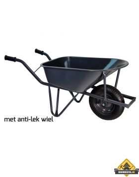 Bouw kruiwagen staal 85 Liter ovale buis verzwaard softwiel (anti-lek band) - NL-fabricaat (INFORMEER NAAR DE LEVERTIJD)