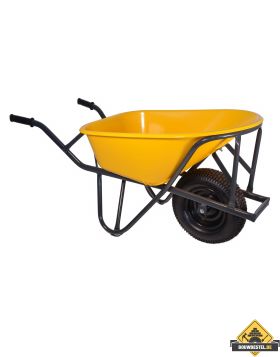 Kruiwagen HDPE 90 Liter stratenmakers geel - NL-fabricaat 