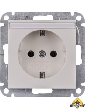 Opus 55 geaarde contactdoos met tekstveld | polarwit