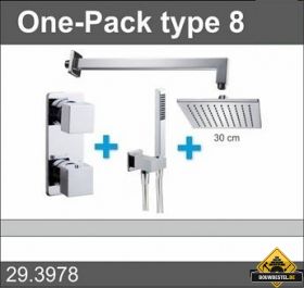 Douche One-Pack inbouwthermostaatset vierkant type 8 (30cm)