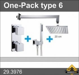 Douche One-Pack inbouwthermostaatset vierkant type 6 (20cm)