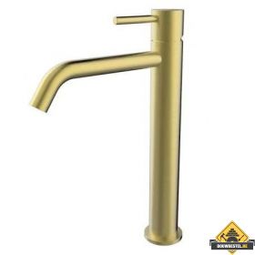 Wiesbaden Style XL hoge wastafelmengkraan geborsteld messing (HELAAS NIET MEER LEVERBAAR)