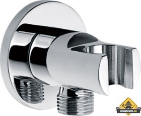 Wiesbaden Caral handdouchehouder met doucheslangaansluiting en opsteek chroom