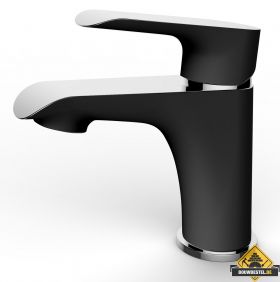 Wiesbaden Tarma eenhendel-wastafelmengkraan laag zwart/chroom (HELAAS NIET MEER LEVERBAAR)