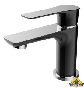 Wiesbaden Casma eenhendel-wastafelmengkraan laag zwart/chroom (HELAAS NIET MEER LEVERBAAR)