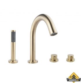 Wiesbaden Caral 4-gats badrandthermostaat geborsteld messing afbouwset