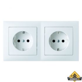 Hager Berker Wandcontactdoos randaarde Inbouw 2V Horizontaal S1 Polarwit Glans