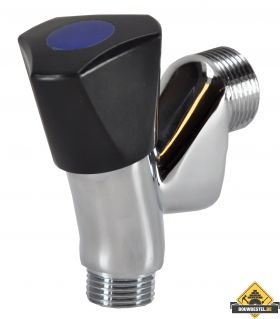 Wasmachine beluchterkraan 1/2inch x3/4inch Zwarte knop