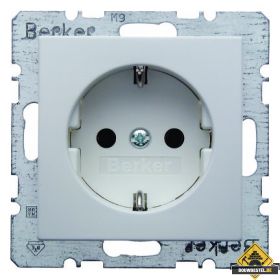 Hager Berker Wandcontactdoos randaarde Inbouw 1V S1 /B1 / B3 Polarwit Glans