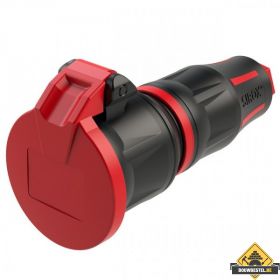 Sirox XL volrubber contrastekker met verend klapdeksel zwart/rood, IP44